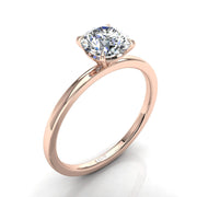Bague solitaire 1.00 carat or rose 14 carats diamant synthétique rond Ely2